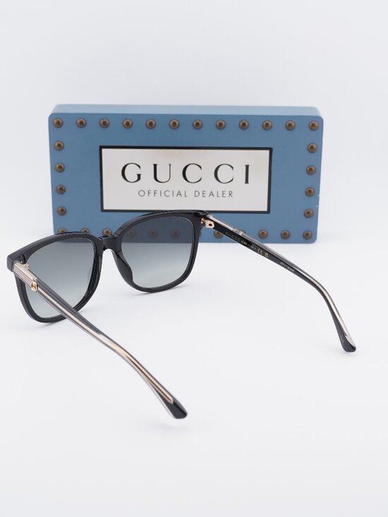 Gucci GG0376SN 001 Square Sunglasses - Black / Grey main image 9